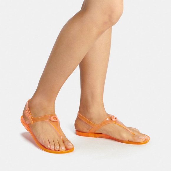 Coach Natalee Jelly Thong Sandals C3067 Tangerine New In Box - Picture 2 of 5